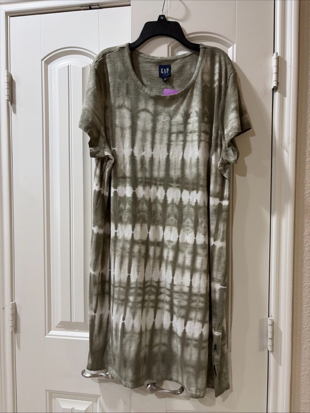 GAP Olive and White Tie-Dye Midi Dress